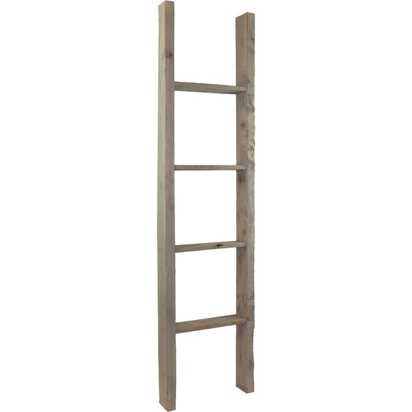Ekena Millwork 15"W x 60"H x 3 1/2"D Vintage Farmhouse 4 Rung Ladder, Barnwood Decor Collection, Reclaimed Grey DECR015X060X04LDRGY - main